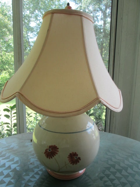 Handpainted Pottery Ball Vase Table Lamp: 22"h, Local Pickup Only
