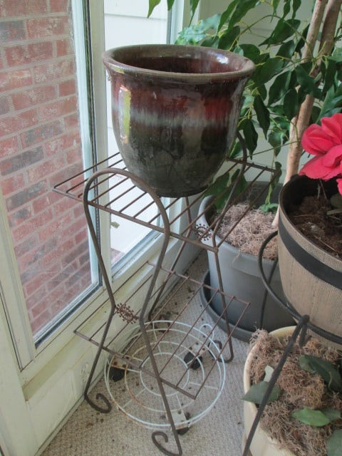 Artificial Ficus Tree, Two Metal Plant Stands, Pot Dollies and Planters - 7