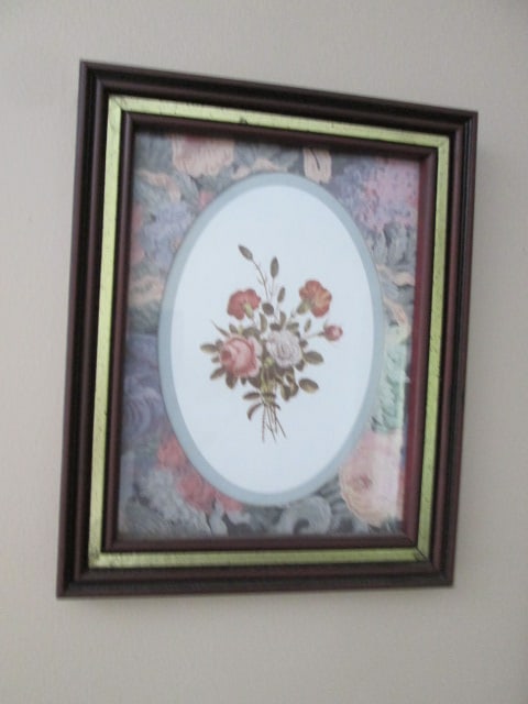 3 Piece Framed and Matted Multicolor Floral Bouquet Prints and Artificial Flora Swag - 2
