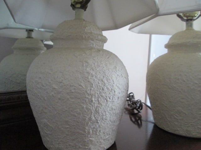Pair of Textured Pottery Ginger Jar Table Lamps - 2