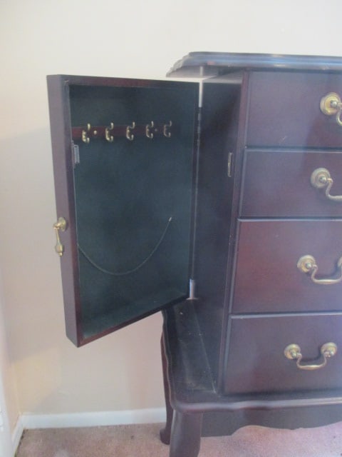 Queen Anne Style Mahogany Finish Jewelry Armoire - 10