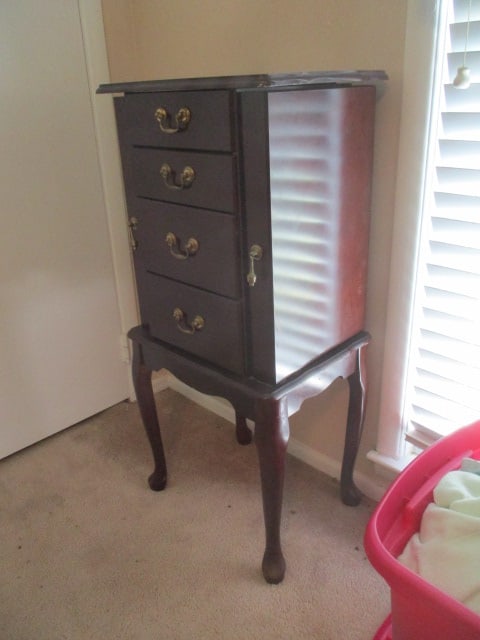 Queen Anne Style Mahogany Finish Jewelry Armoire - 2