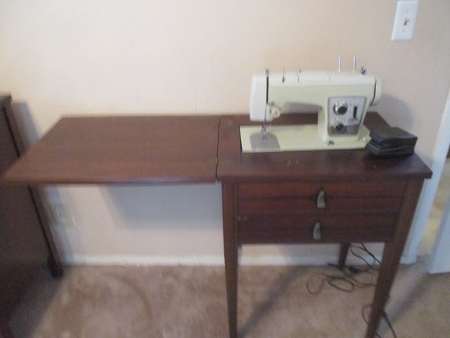 Vintage Sears Kenmore Model 2142 Sewing Machine in Wood Sewing Cabinet and - 2