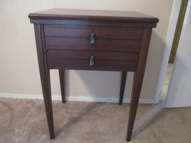 Vintage Sears Kenmore Model 2142 Sewing Machine in Wood Sewing Cabinet and - 8
