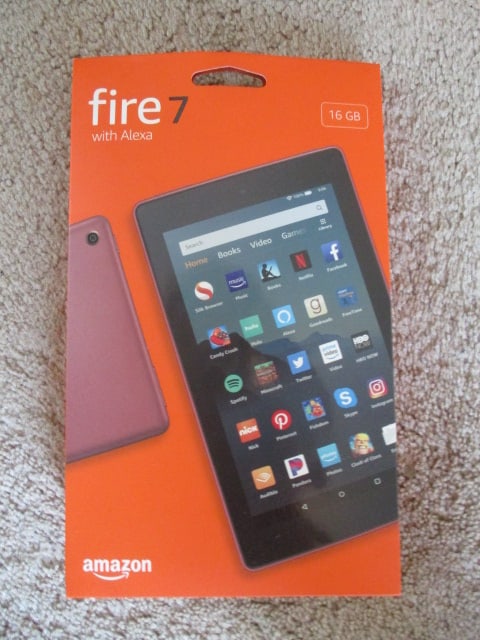 Like New Amazon Fire 7 1 GB Tablet in Original Box: Charges and powers on, has been reset to factory settings