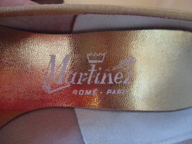 Vintage Ladies Clutch Purses and Pair of Gold Lame Low Block Heels - 12