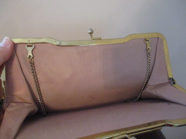 Vintage Ladies Clutch Purses and Pair of Gold Lame Low Block Heels - 6