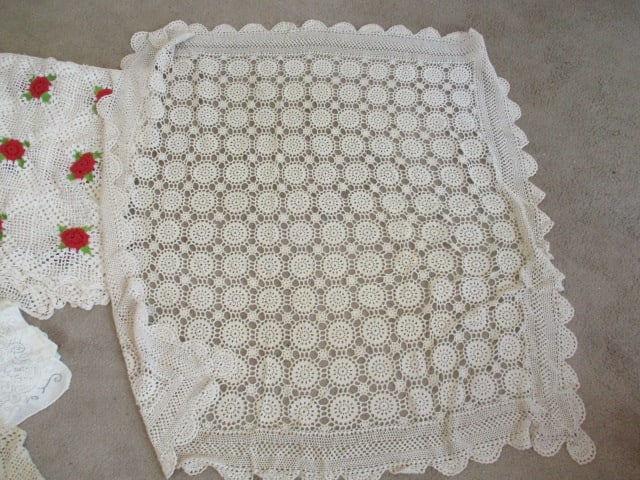 Vintage Lace Dollies and Table Cloths - 6