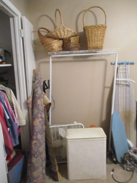Room Contents-Office Chair, Console Table, Comforter Sets, Hampers, Hanging Rack, - 4