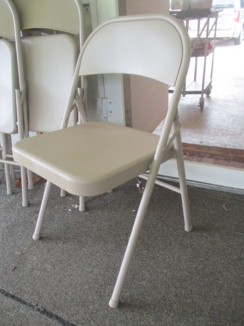 Four SuddenComfort Buff Metal Folding Chairs - 2