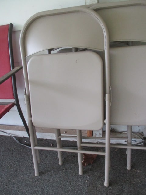Four SuddenComfort Buff Metal Folding Chairs - 3