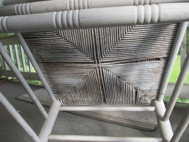 Pair of Painted White Wooden Rockers with Rush Seat/Backs - 6