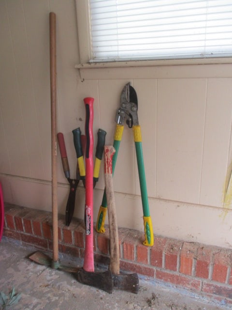Yard Tools-Two Axes, Maddox, By-Pass Cutters and Two Pair of Hedge Trimmers: Local Pickup Only