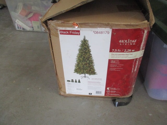 Corner Lot of Christmas and Holiday Decorations in Totes - 2