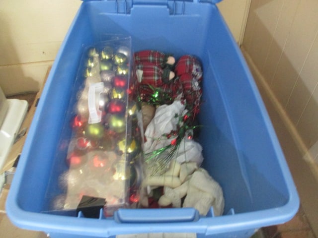 Corner Lot of Christmas and Holiday Decorations in Totes - 5