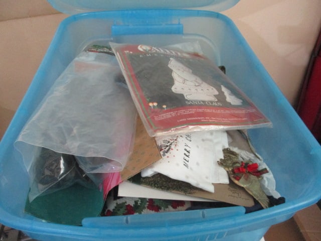Corner Lot of Christmas and Holiday Decorations in Totes - 8
