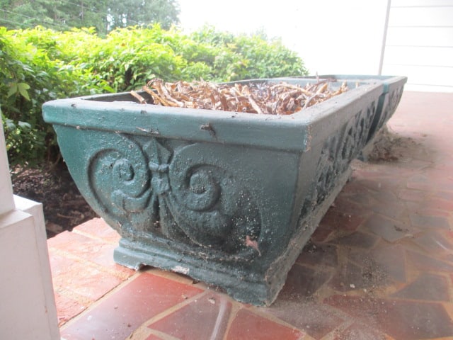 Pair of Painted Green Concrete Planters - 3
