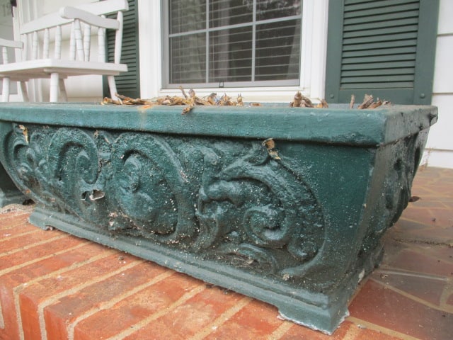 Pair of Painted Green Concrete Planters - 5
