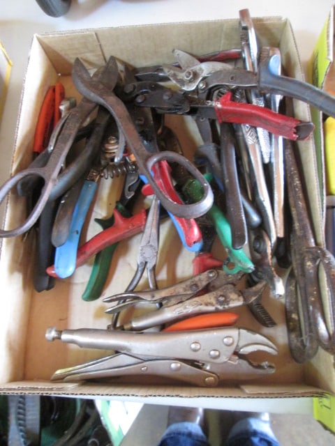 Grouping of Various Types of Pliers, Cutters and Vise Grips: .