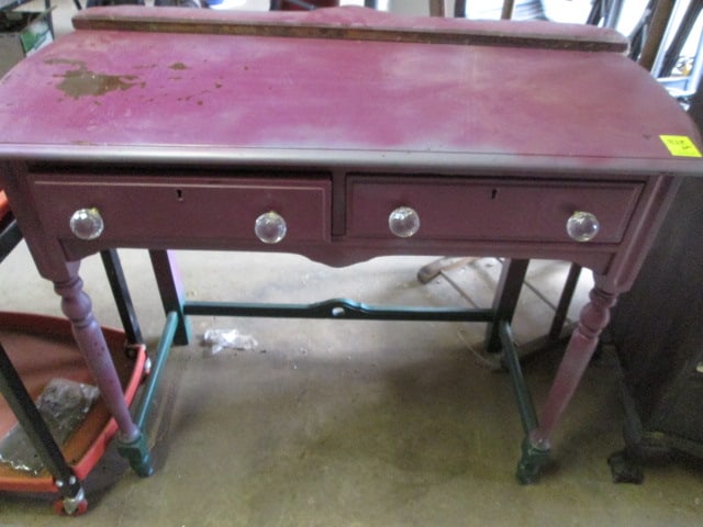 Wood Suit Valet Stand, Painted Purple 2 Drawer Desk and Painted Secretary - 3