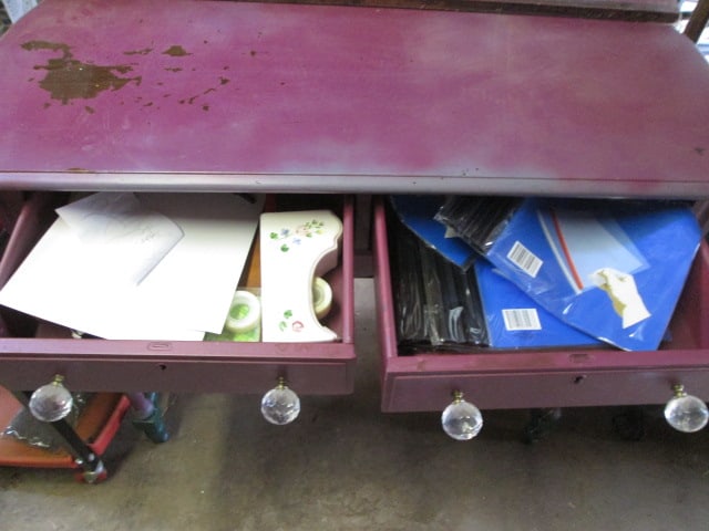 Wood Suit Valet Stand, Painted Purple 2 Drawer Desk and Painted Secretary - 4