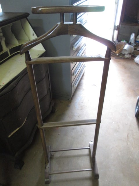 Wood Suit Valet Stand, Painted Purple 2 Drawer Desk and Painted Secretary - 5