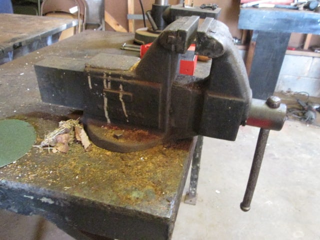 Duracraft 8" Swing Drill Press and Columbian 4" Bench Vise on Metal Work Table - 5