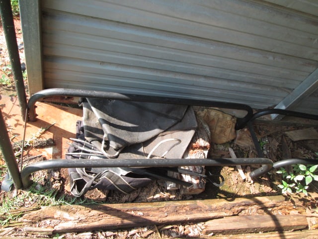 8' Log/Firewood Rack, Canvas Wood Carrier and Fireplace Tools - 2