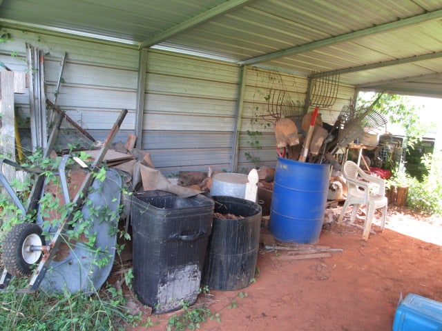 Contents of Right Side Shed-Galvanized Tubs, Yard Tools, Heavy Duty Blue Plastic 50 Gallon Drums,: Set of Industrial Light Fixtures, Old Chevy Truck Bumper, Heavy Duty Plastic Pallets, etc. See all pictures and preview, Take what you want, Bring Additional Person to Help You Load, Local Pickup Only