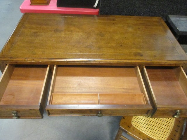 Henredon Oak Desk w/3 Drawers & Cane Seat Chair - 2