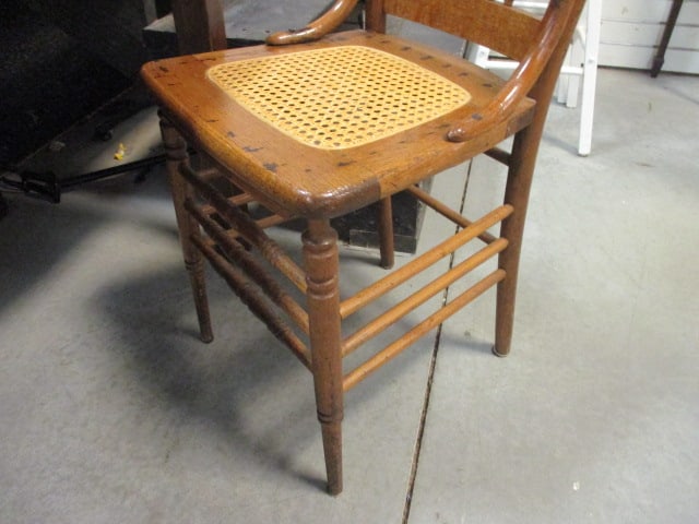 Henredon Oak Desk w/3 Drawers & Cane Seat Chair - 5