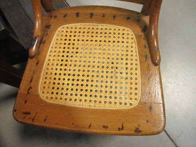 Henredon Oak Desk w/3 Drawers & Cane Seat Chair - 6