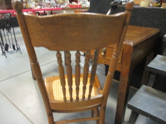 Henredon Oak Desk w/3 Drawers & Cane Seat Chair - 8