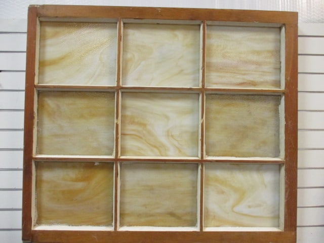 Slag Glass Antique Window Sash: 40 x 35