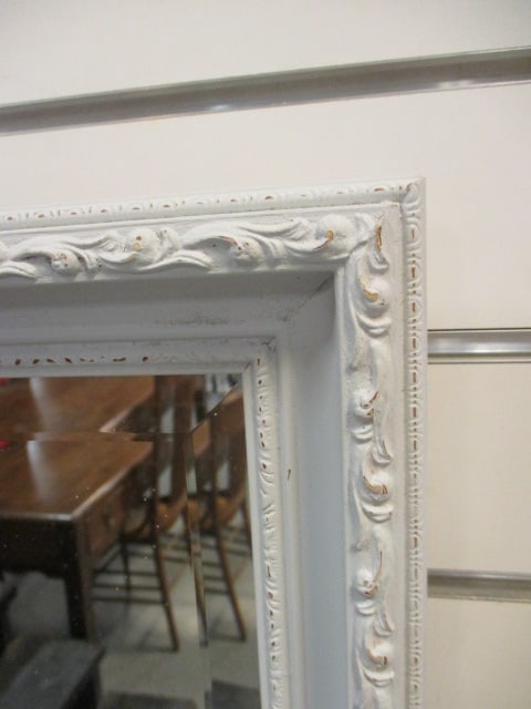 White Framed Beveled Wall Mirror - 2