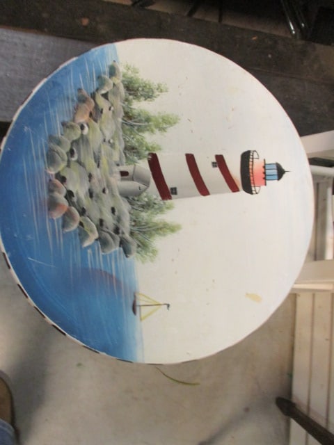 2 Wood Lighthouse Theme Painted Stools - 2