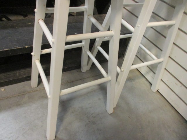 2 Wood Lighthouse Theme Painted Stools - 5