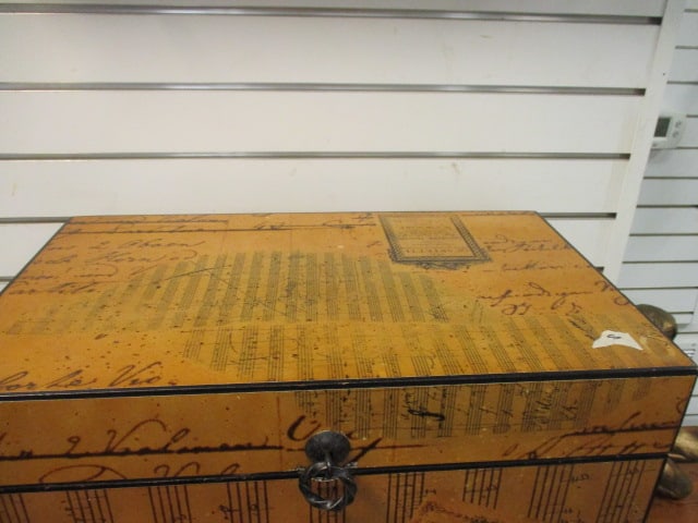 Decorative Music Themed Trunk on Metal Base - 2
