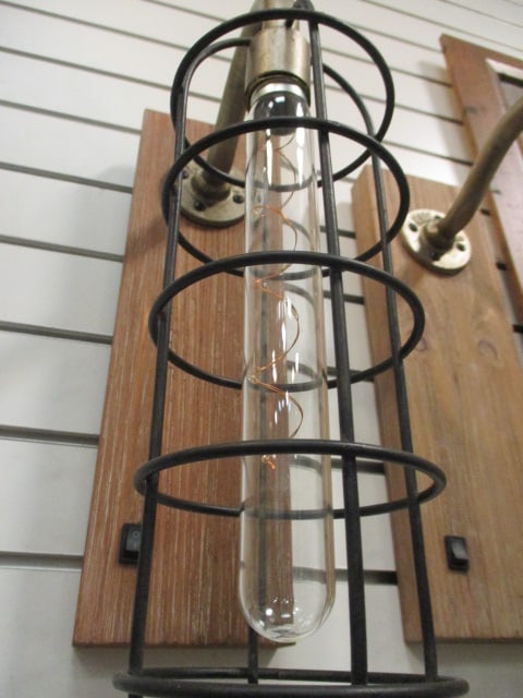 Industrial Style Metal & Wood Wall Sconce (PR) 18" - 2