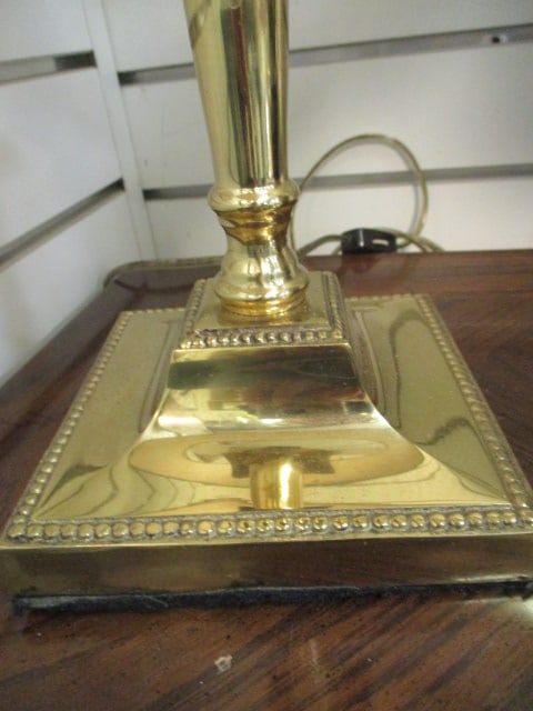 Exelsior Style Brass Lamp w/Black Shade - 2