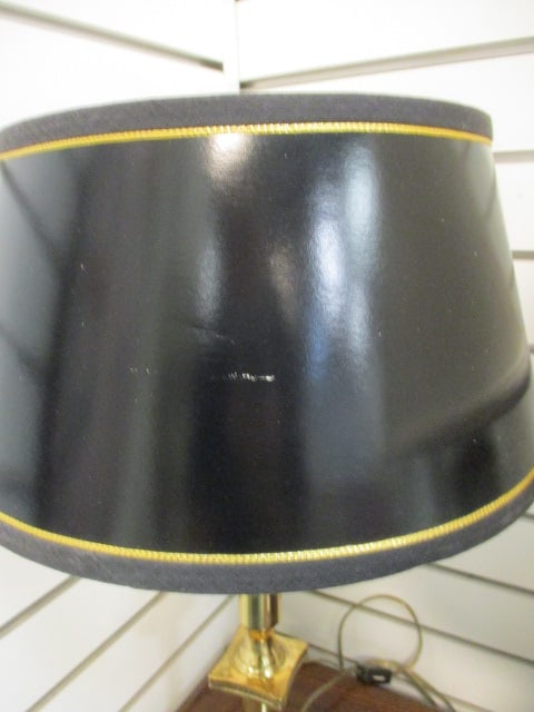Exelsior Style Brass Lamp w/Black Shade - 5