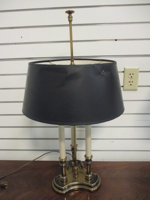 Stiffel Style French Bouillette Table Lamp w/Black Shade: 30"