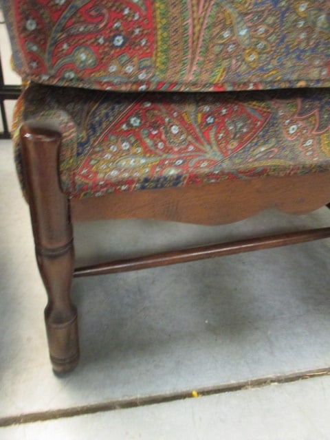 Vtg. Traditional Armchair w/Paisley Upholstery & Pillow - 2
