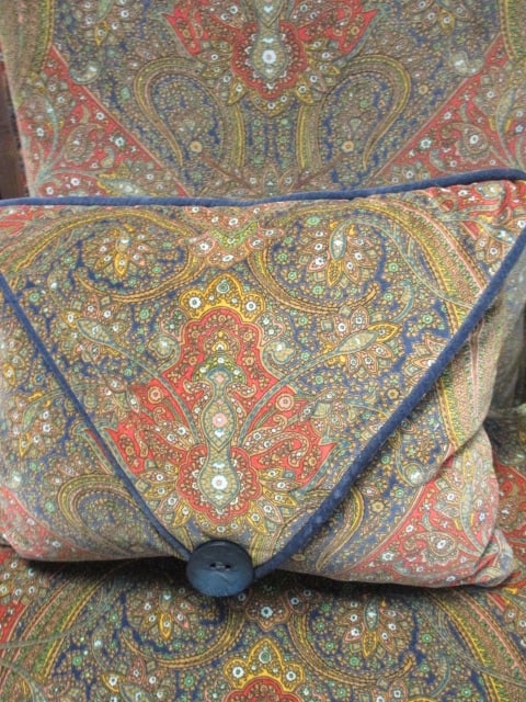 Vtg. Traditional Armchair w/Paisley Upholstery & Pillow - 4