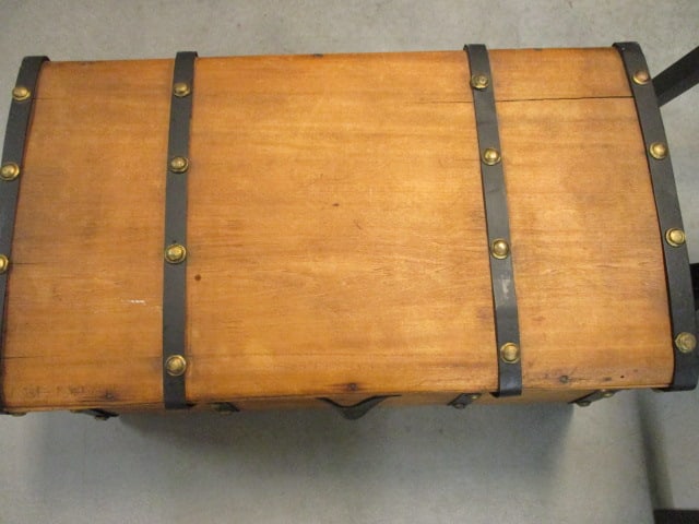 19th Century Dome Top Wood Travel Trunk w/riveted tacks - 2