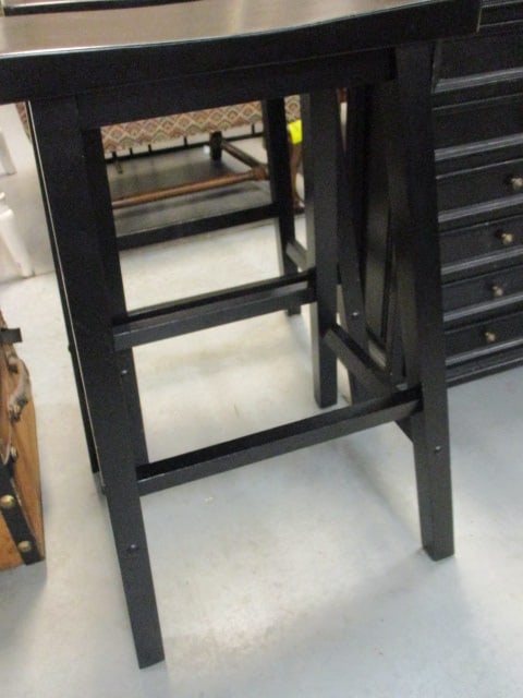 Black Wood Saddleback Stools (PR) - 3