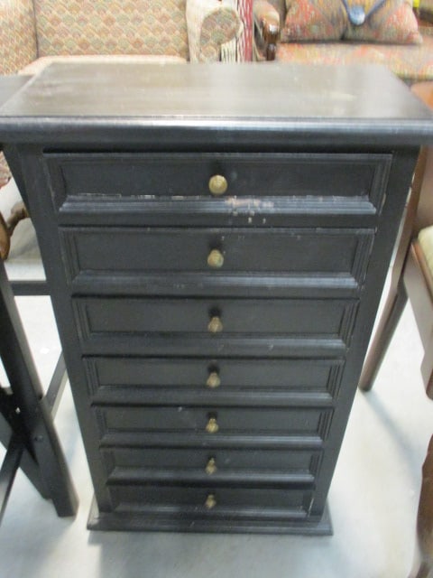 Black Multi Drawer Wood Jewelry Armoire/Cabinet: 7 Drawers