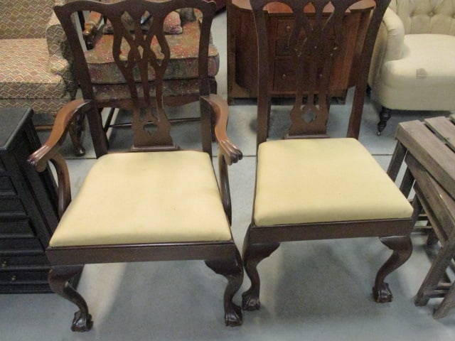 Chippendale Style (Lot of 2) Dining Chairs w/Ball/Claw Feet: .