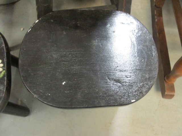 Black Wood Stools (Lot of 2) - 3