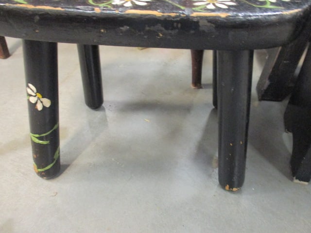 Black Wood Stools (Lot of 2) - 4